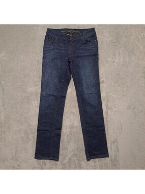 Simply Vera Vera Wang Size 4 Straight Leg Jeans Denim Stretch Blue Mid Rise Pant